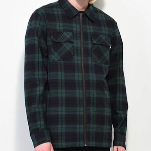 DGK Virtue Navy & Green Flannel Shacket, skateboard mens Size L